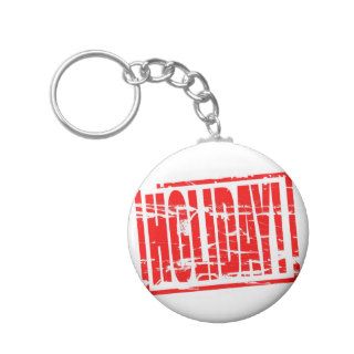 Holiday Red Rubber passport stamp effect Keychain