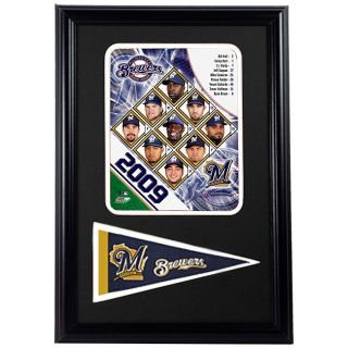 2009 Milwuakee Brewers 12x18 inch Print with Mini Pennant Encore Select Baseball