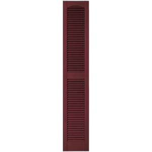 Builders Edge 12 in. x 67 in. Louvered Vinyl Exterior Shutters Pair in #078 Wineberry 010120067078