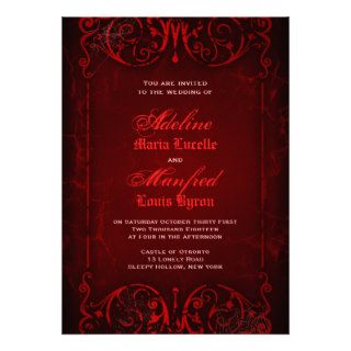 Gothic Victorian Deep Red Wedding Invitations