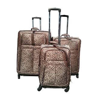 Kemyer Classic Collection Brown Cheetah 3 piece Spinner Luggage Set Kemyer Three piece Sets