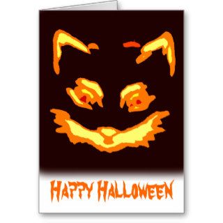 Happy Halloween Cat Face Jack O Lantern Cards