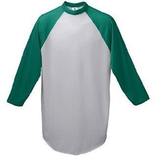 Youth Baseball Jersey   Athletic Heather and GREEN   MEDIUM Clothing