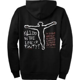 Mens Full Zip Hooded Sweatshirt  KILLED IN THE LINE OF DUTY   He humbled Himself and became obedient to death on a cross. Philippians 28 Novelty Hoodies Clothing