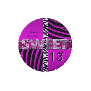 Sweet 13 13th Birthday Zebra Cow Pink Black Favor Candy Tin