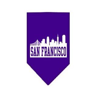 San Francisco Skyline Screen Print Bandana Purple Large  Pet Bandanas 
