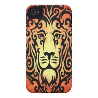 Black Tribal Lion Tattoo Art Design Orange Grunge iPhone 4 Case