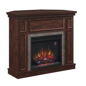 Hampton Bay Granville 43 in. Electric Fireplace in Oak with Faux Stone Surround 82629