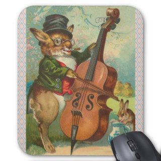 Vintage Rabbit Musician Mouse Pad