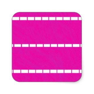 Simple Hot Pink and White Dotted Lines Abstract Square Stickers