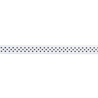 American Crafts 3/8 Inch Grosgrain with Black Dots Ribbon, 5 Yard Spool, White