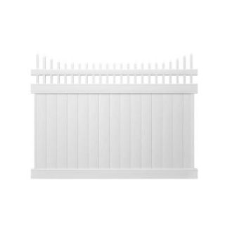 Pro Series 6 ft. x 8 ft. Woodbridge Privacy Cut Scalloped Picket Top Vinyl Fence Panel   Unassembled 144732