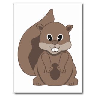 Cute Little Grey Squirrel Cartoon Animal Post Card