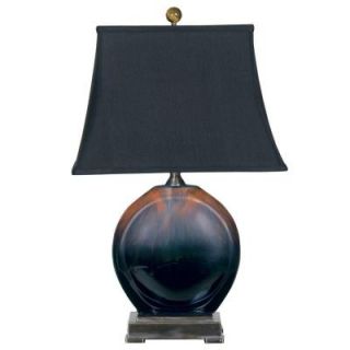 Mario Industries 22.5 in. Tiger Eye and Ebony Ceramic Black Table Lamp with Shade 07T705