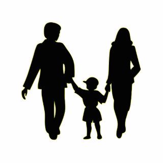 Family holding hands silhouette photo sculptures