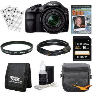 Sony a3000 alpha a3000 ILCE 3000K/B, ILCE3000, Interchangeable Lens Digital 20.1MP Camera Bundle with 16GB High Speed Card, SLR Guide DVD, UV filter, Padded Case, Mini HDMI Cable + More  Point And Shoot Digital Camera Bundles  Camera & Photo