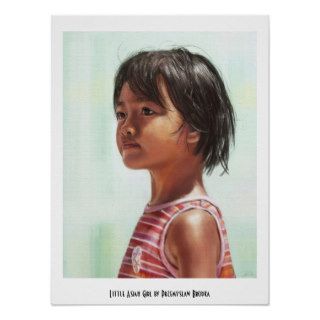 Little Asian Girl digital portrait painting Posters