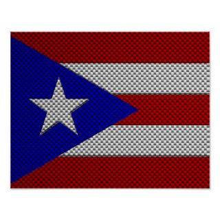 Flag of Puerto Rico with Carbon Fiber Effect Print