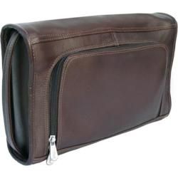 Piel Leather Large Half Moon Utility Kit 9902 Chocolate Leather Piel Leather Toiletry Bags