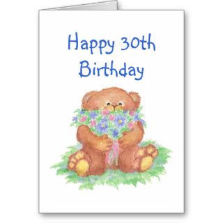 Age Humor 30th Birthday, Cute Teddy Bear Flowers Cards