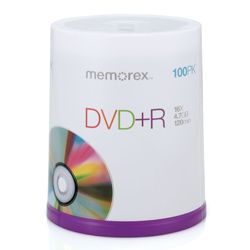 Memorex 16x 4.7GB DVD+R Media (Pack of 100) Memorex CD, DVD & Blu ray Media