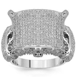 14K White Gold Mens Diamond Pinky Ring 4.49 Ctw   5 Right Hand Rings Jewelry