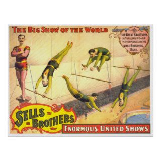 Vintage Sells Brothers Circus ~ Trapeze Act Print