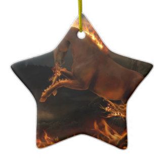 Powerful Horse on Fire Christmas Tree Ornament