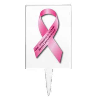 Pink Breast Cancer Awareness Ribbon Cake Pick