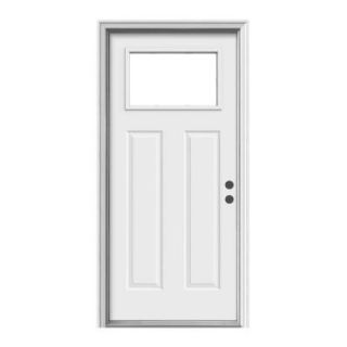 JELD WEN Premium 1 Lite Craftsman Primed White Steel Entry Door with Brickmold N11522