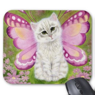 Pink Butterfly Fairy Kitty Cat Mousepad
