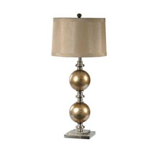 Absolute Decor 33 in. Antique Silver Reverse Painted Glass and Brushed Nickel Table Lamp DISCONTINUED CVABS378