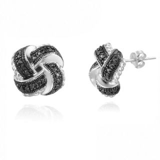 DB Designs Sterling Silver Black Diamond Accent Love Knot Earrings DB Designs Diamond Earrings