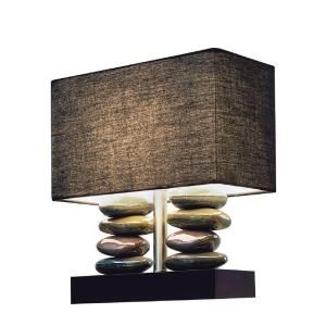 Elegant Designs 6 in. Rectangular Dual Stacked Stone Ceramic Table Lamp with Black Shade LT1036 BLK