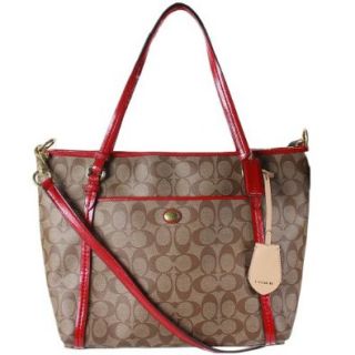 NWT Coach Peyton Pocket Tote Handbag in Khaki/red F 25504 $358 Shoes