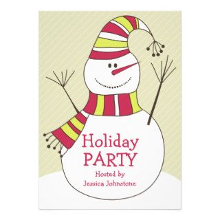 Fun Cartoon Snowman Holiday Party Invitations