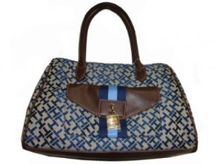 Women's Tommy Hilfiger Medium Shopper Handbag (Navy Alpaca Trimmed With Brown) Shoes