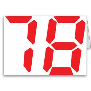 78 seventy eight red alarm clock digital number greeting cards