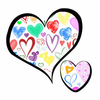 Drawn Love Romance Hearts Red Blue Pink Green Photo Cut Outs