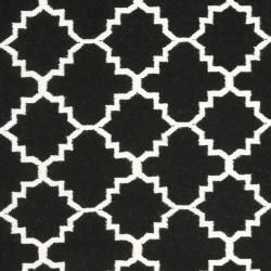 Moroccan Dhurrie Transitional Black/Ivory Wool Rug (6' x 9') Safavieh 5x8   6x9 Rugs