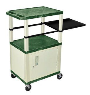 42'' H.Green Tuffy Side Pullout   Putty Cab w/ Electric  Audio Video Equipment Carts 