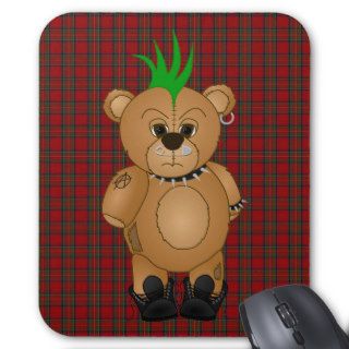 Cute Punk Rock Teddy Bear Cartoon Animal Mouse Pads
