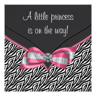 Pink Zebra Princess Baby Shower Personalized Invite