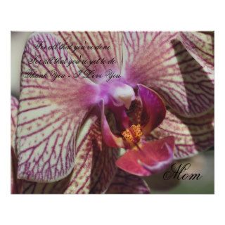 Mom Thank You Love You Orchid Flower Poster Print