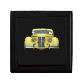 Chrome front grill of 1940's yellow antique car jewelry boxes