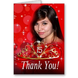Quinceañera Thank You ask me to add your photo Greeting Cards