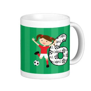 6th Birthday Red and White Soccer Girl 1 Mug