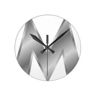 Silver Effect Letter M Wall Clocks