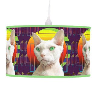 Shade  White Devon Rex Cat Geometric Purple Ceiling Lamps