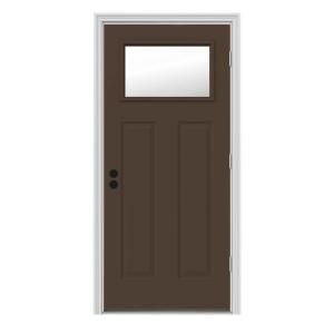 JELD WEN Craftsman 1 Lite Painted Steel Entry Door with Brickmold THDJW167700987